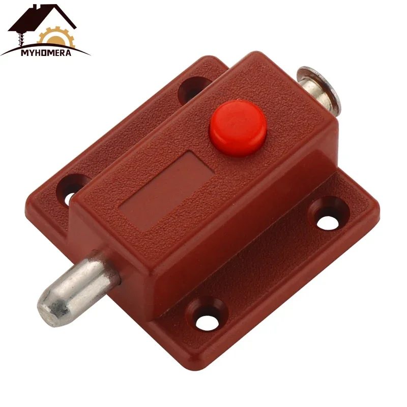 Door Latch Door Lock Cylinder Door Bolts Latch Lock Door Window Cabinet Cupboard Slide Locker Home Safety Push Button Spring Automatic Bolt Hardware DIY