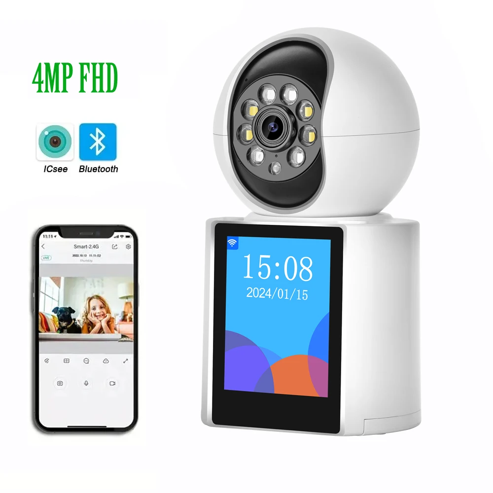 

ICSEE 2K 4MP Video Call Intercom Wifi Camera 2.4 Inch Screen AI Detect Two Way Audio Color Night Vision 2MP Indoor Baby Monitor