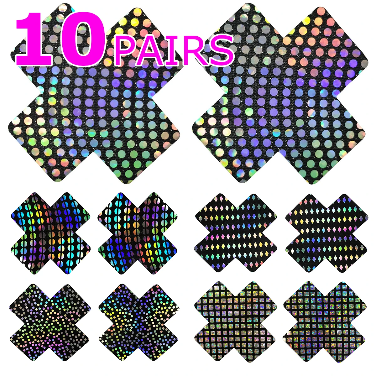 

10 Pairs Sexy Cross Laser Sequin Prevent Protrusions Sticky Nipple Cover Bra Nubra Healthy Ultrathin Invisible Breast Pads Chest