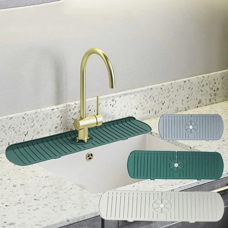 

Kitchen Faucet Splash Pad Silicone Sink Faucet Splash Guard Mat Sponge Drain Rack Countertop Protector for Bath Kitchen Gadgets