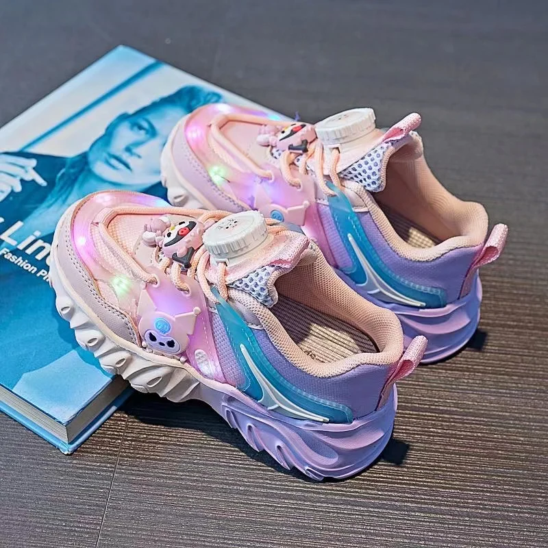 real photos New Kuromi plus size Branded Female Students Soft Girl kids Canvas Shoes child children's colorful light Skate Shoes 5