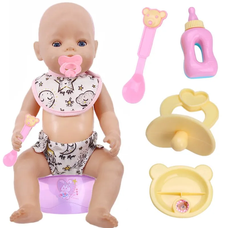 2Pcs Diapers + Bibs Doll Clothes Accessories For 43Cm Baby New Born And 18Inch American Doll Generation Girl's Holiday Gifts 2