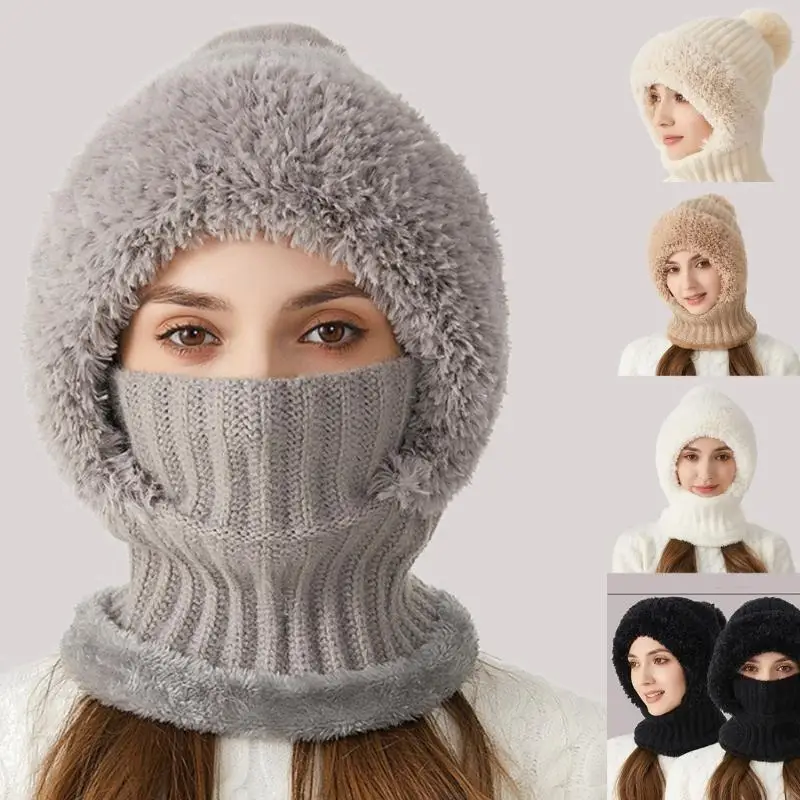 39BD Gestrickte Wintermütze für Damen, warme Pullover-Mütze, Outdoor-Unisex-Mütze, Halswärmer für Outdoor-Aktivitäten