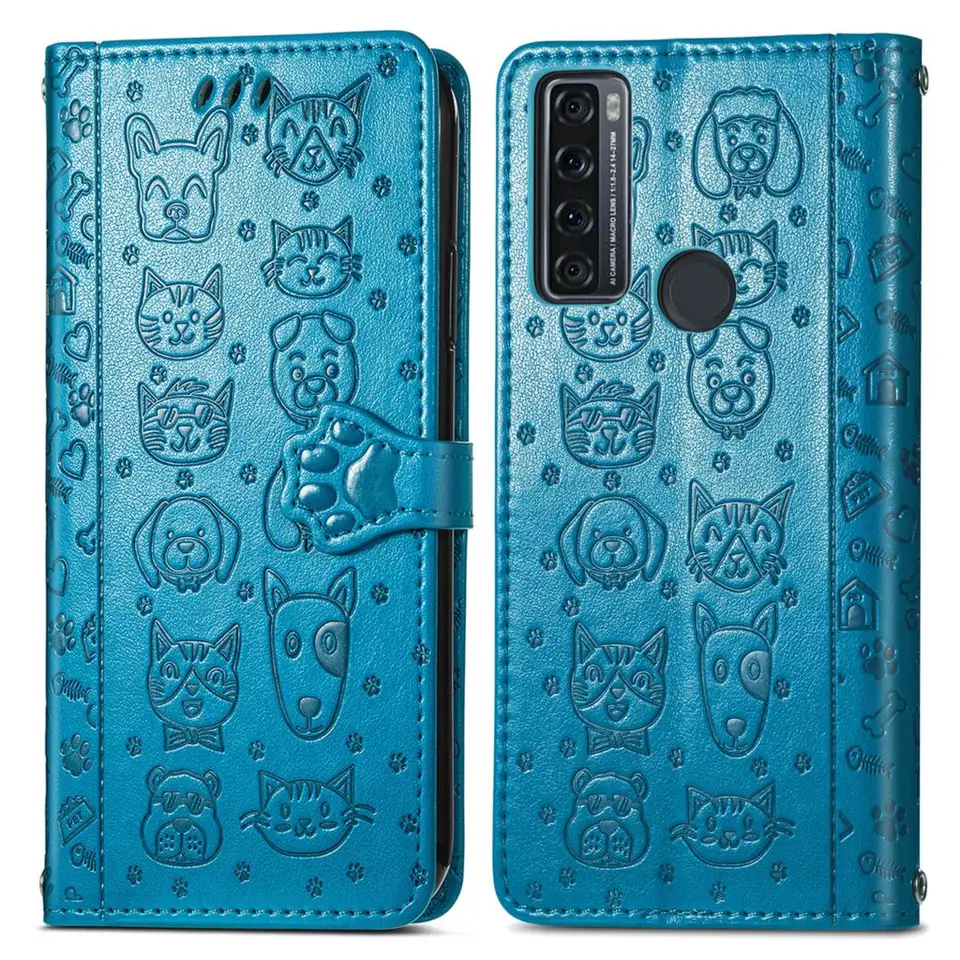 Cute Leather Wallet Case for TCL 20SE