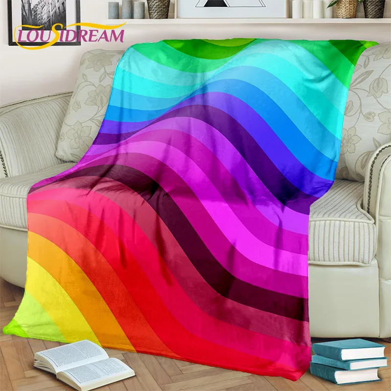 3D Illusion Cartoon Rainbow Colour Blanket,Soft Throw Blanket for Home Bedroom Bed Sofa Picnic Travel Office Cover Blanket Kids