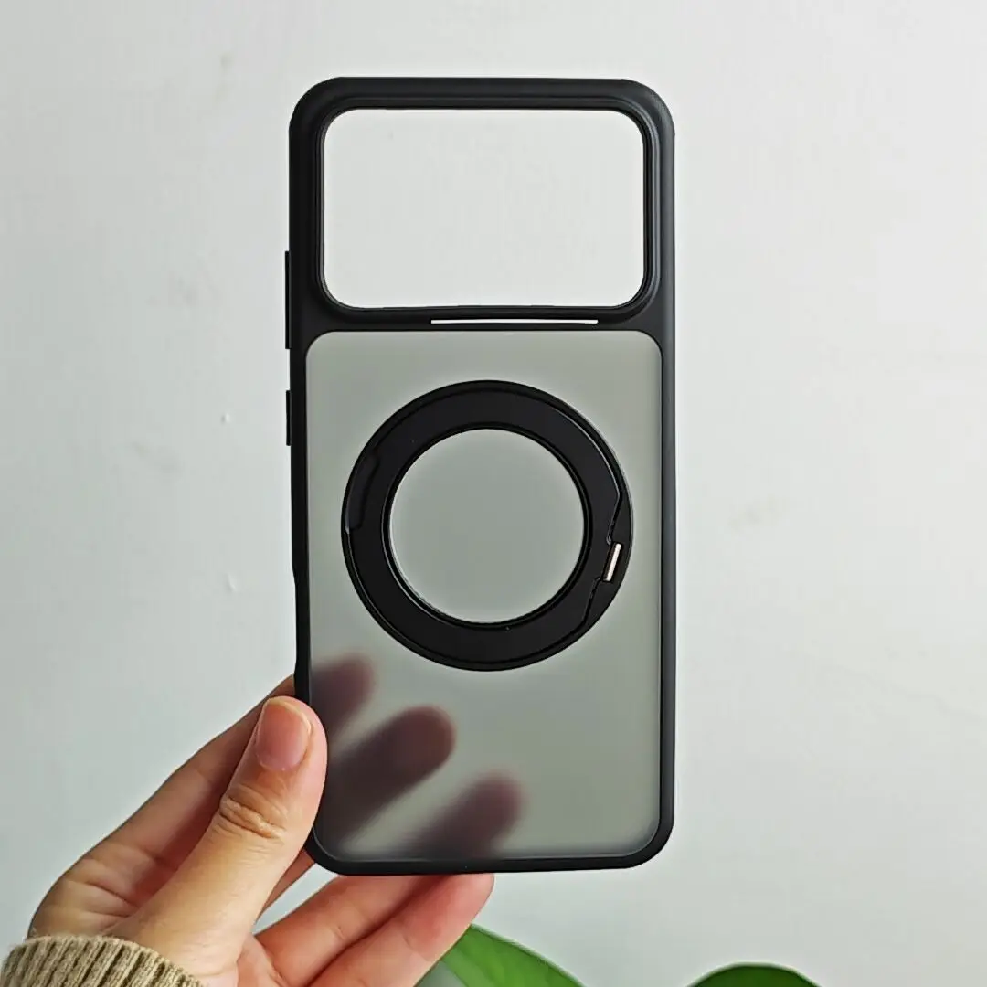 For Honor Shockproof Magnetic Translucent Matte Case with Rotatable Metal Ring Holder