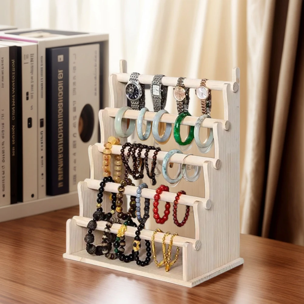 5 Layer Wooden Bracelet Holder Bracelet Display Stand Jewelry Organizer