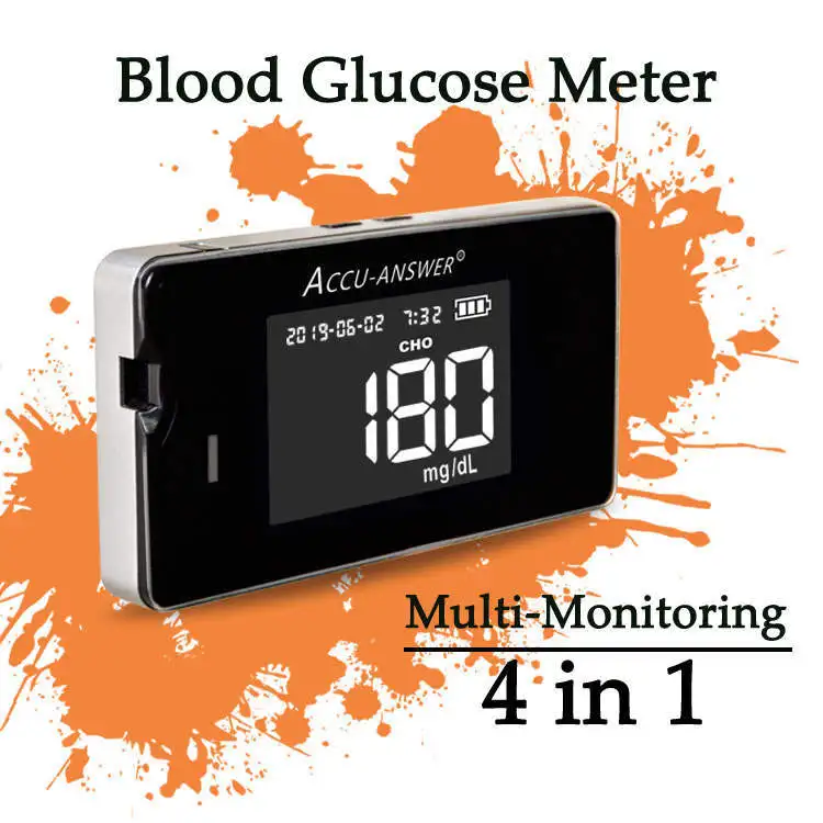 

4 in1Accu-Answer Multi-Function Cholesterol Meter Uric Acid&Hemoglobin Blood Glucose Test strips kit for Diabetes Gout Device&