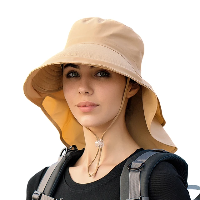 Women Summer Adjustable Bucket Hat With A Ponytail Hole Lady Sun