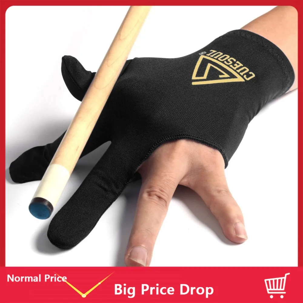 

Cuesoul 3 Finger Billiards Snooker Gloves Pool Cue Gloves Black Left Hand