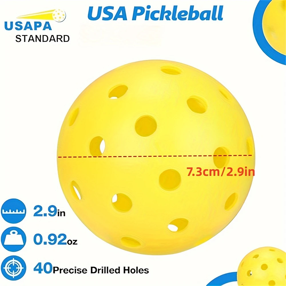 12PCS Pickleball Balls Usapa Approved Pickleballs 40 Holes Outdoor Pickleball Balls High Elasticity & Durable Pickle Balls