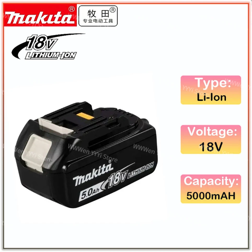 

5.0Ah Original Makita Rechargeable 18V Li-Ion Battery For BL1830 BL1815 BL1860 BL1840 194205-3 Replacement Power Tools Battery