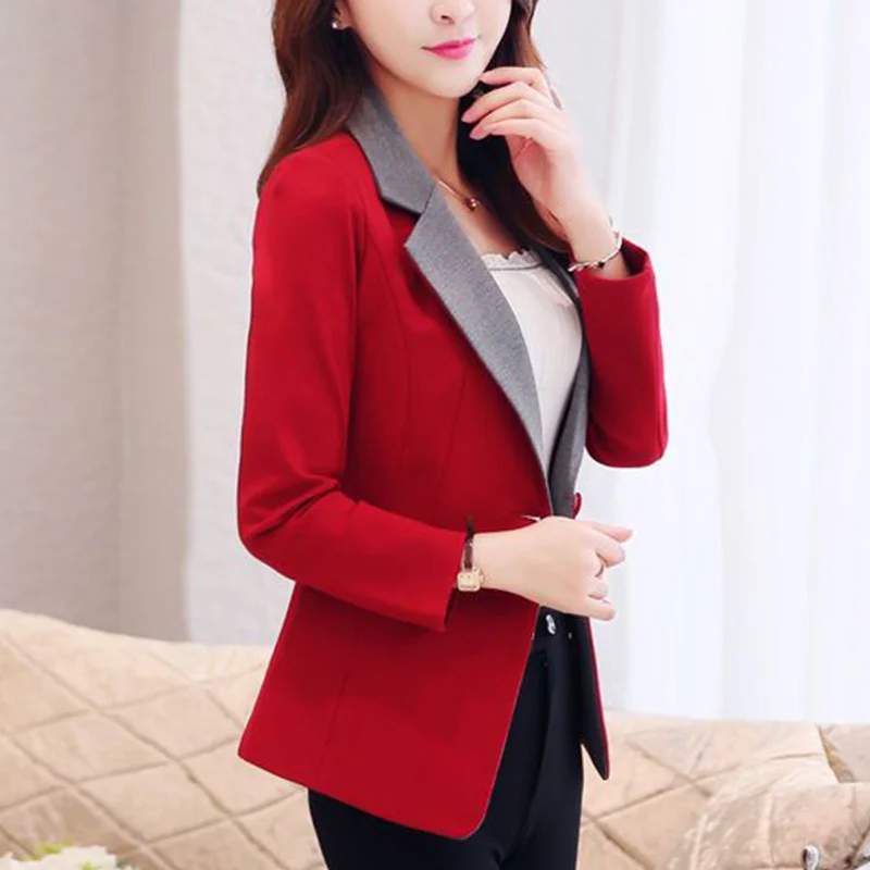 Spring Autumn New Temperament Fashion Blazers Ladies Long Sleeve Slim Casual Suit Female Jacket Top Women Spliced Cardigan Coat