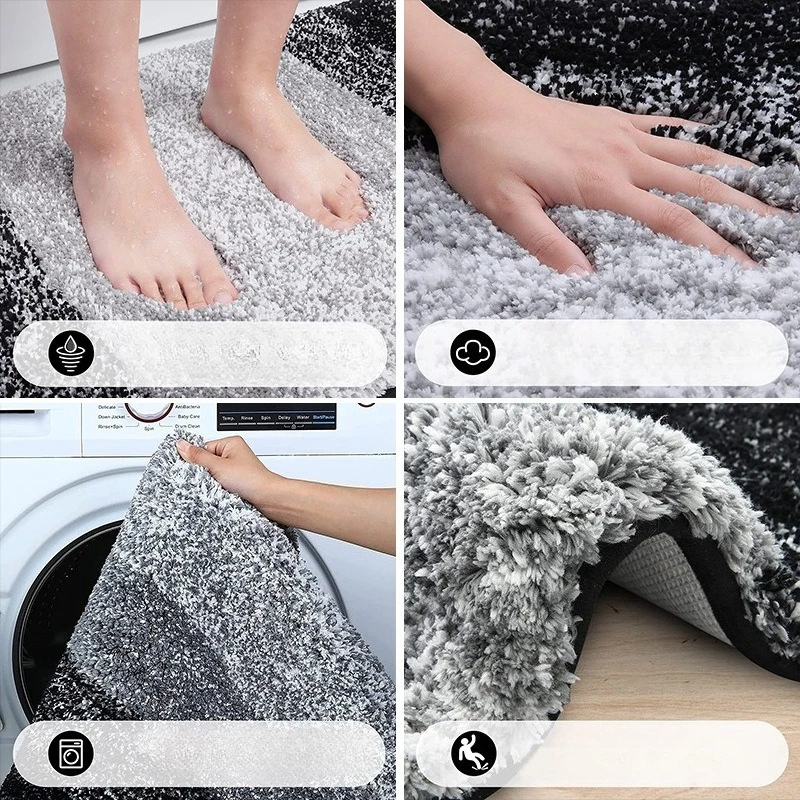 Gradient Bathroom Absorbent Mat Non-Slip Microfiber Rug for Kitchen Bathroom Floor Waterproof Door Mat Bedroom Decor Modern