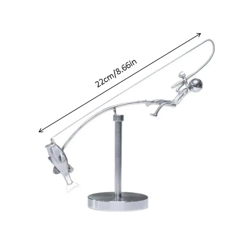 פסל מאזן דייג ברזל פסל דייג בית משרד שולחן עבודה קישוט בית אמנות מאזן מתנות לאוהבי הדייגים