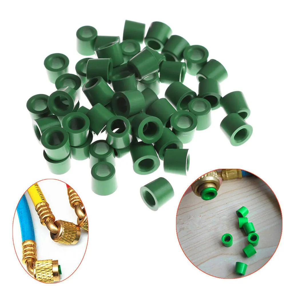 

50pcs/lot Green Air Conditioning 1/4'' Charging Hose 1/4'' Valve Gasket Manifold Repair Seal Kit Replacement Car Accessories