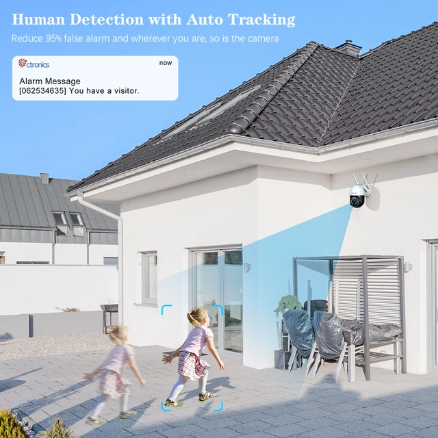 Ctronics 5MP 5G WiFi IP Camera Outdoor 360 Human Detection Auto Tracking Security Camera Color Night Vision CCTV Two Way Audio 4