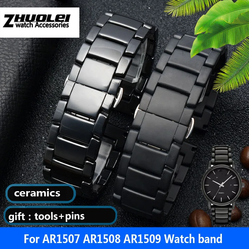

high quality Ceramic watchband for AR1507 AR1508 AR1508 Samsung Galaxy watch S3 gear 46mm watch bracelet straps 22mm