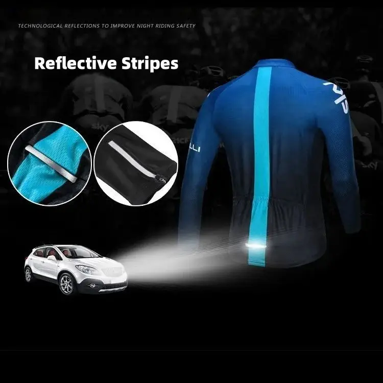Autumn Winter Plus Long Sleeve Cycling Clothing Men's Fleece Long Pants Warm Top Breathable Thin Velvet Breathable Windproof