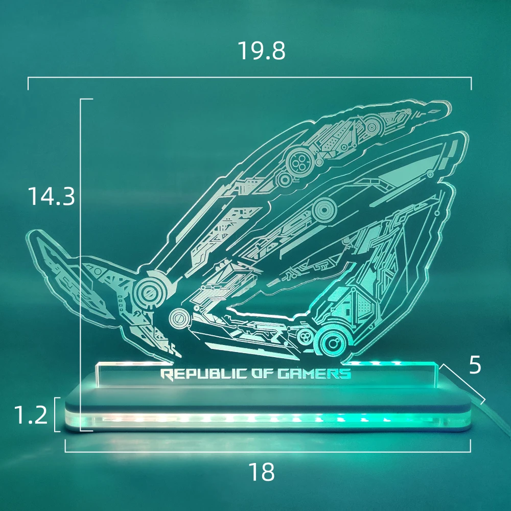 Base de Iluminação Acrílica Rog para Gabinete Gamer Iluminação Arco-íris República dos Gamers Figura Rog Ornamentos de Crença Led 5v 3pin Aura Sync - Imagem 4