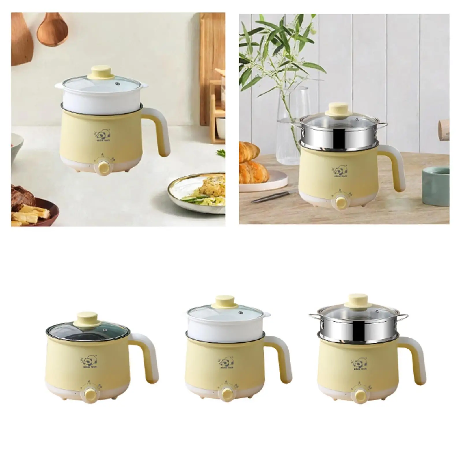Mini Hot Pot Portable Multifunctional Dry Protection Electric Rice Cooker Noodles Cooker for Soup Cooking Eggs Dumpling Porridge 4
