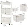 Multilayer Laundry Basket Household Dirty Clothes Storage Trolley Movable Rolling Laundry Cart Portable Bathroom Clothes Shelf 6