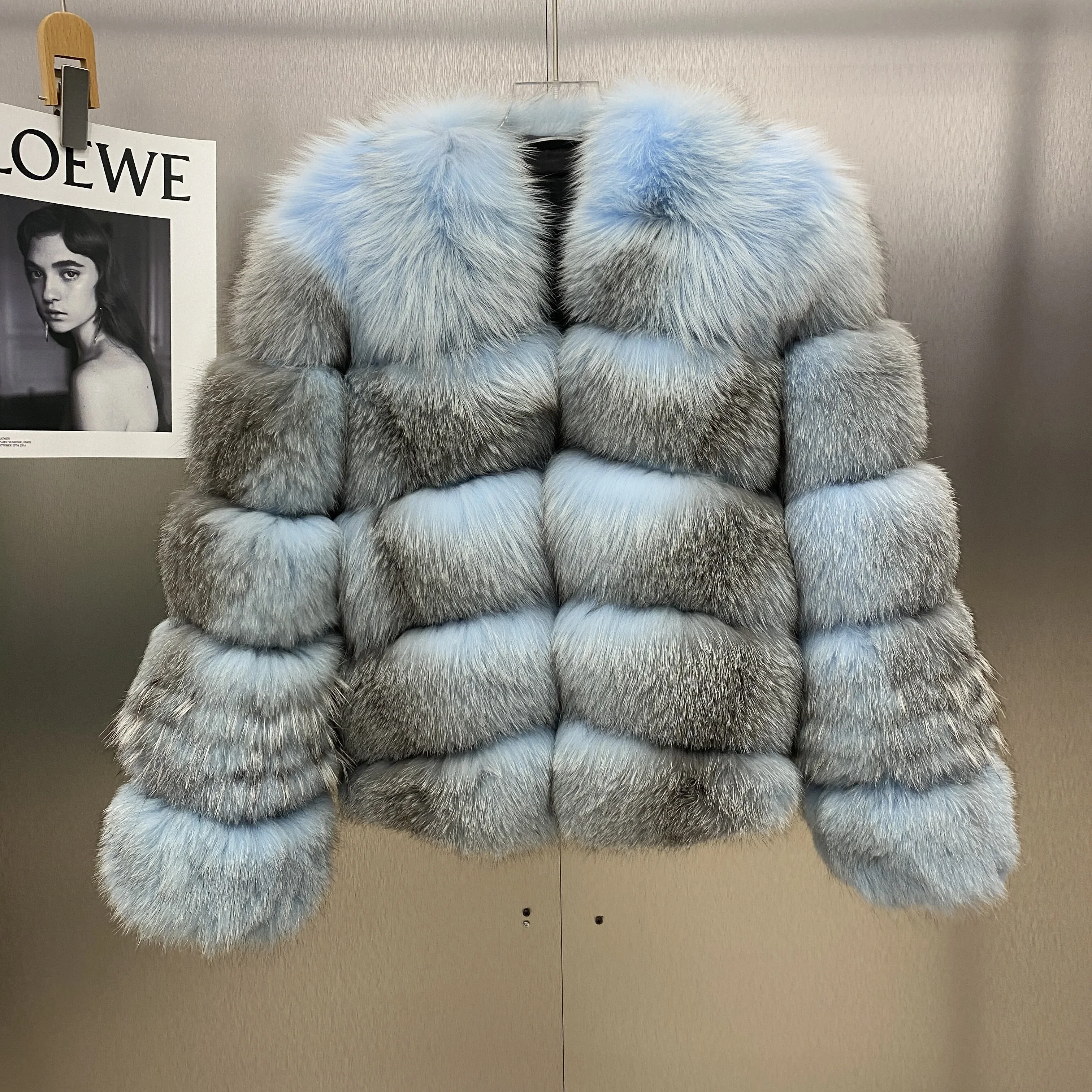 Real Fur Fox Winter Coat New Short Young Cross Fox 2023 Knitted Jackets Thick Warm High Street Autumn/Winter Women's Clothing