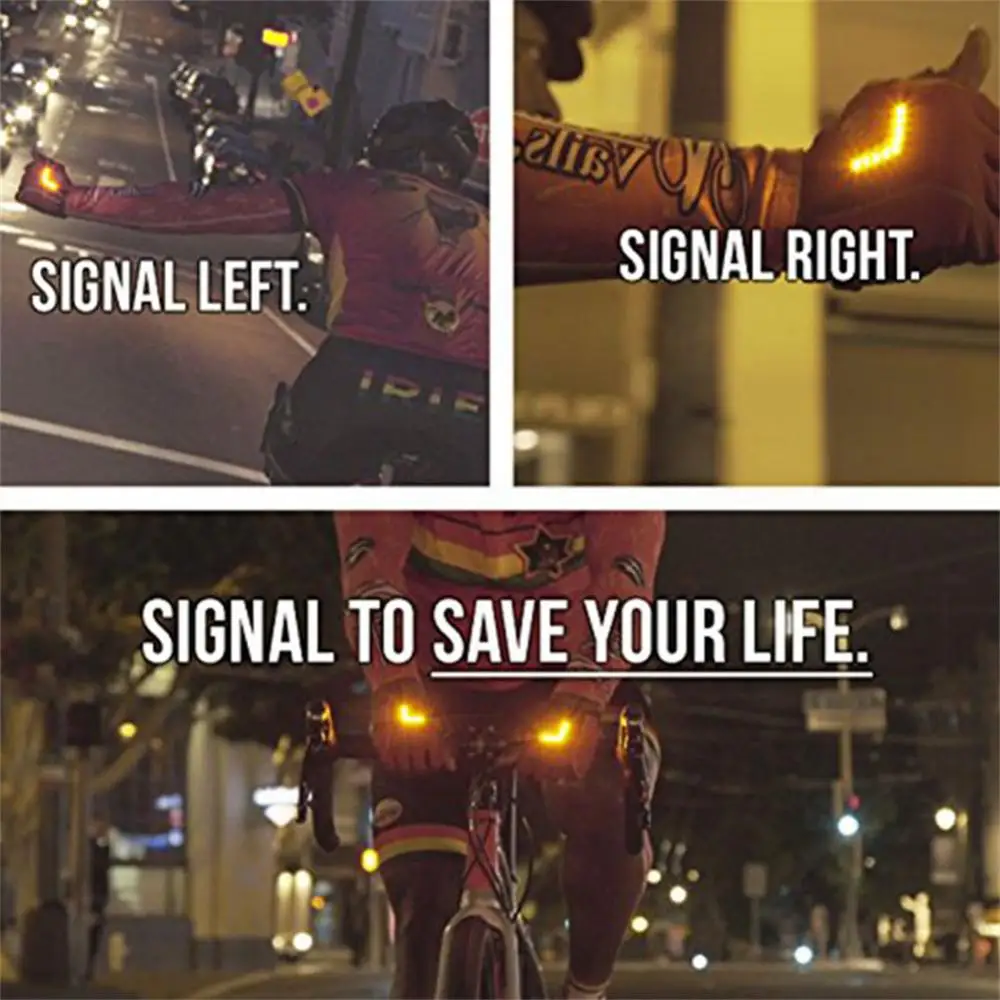 1 Pair Gravity Sensing Cyling Gloves Turn Signal Half Finger Gloves Automatic Warning Light Smart Steering Half Finger Gloves 5