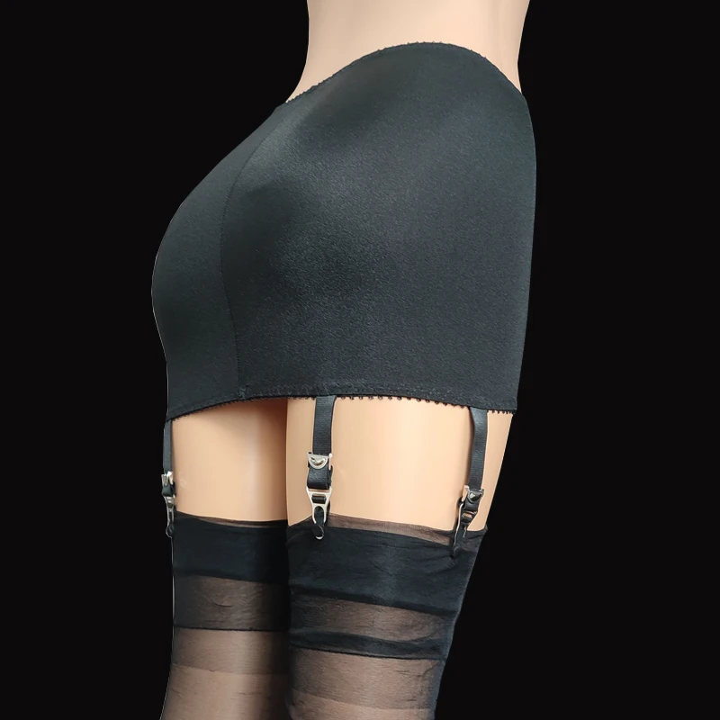 Luxallacki Open Bottom Girdle & Garter Belt | Lace Panel, 6 Straps, Plus Size
