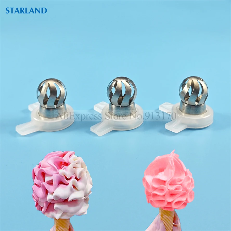 3 In 1 Mould Nozzles Soft Ice Cream Makers Magic Flowers Modeling Nozzle Lids For Sundae Ice Cream Machines Inner Diameter 29mm 3