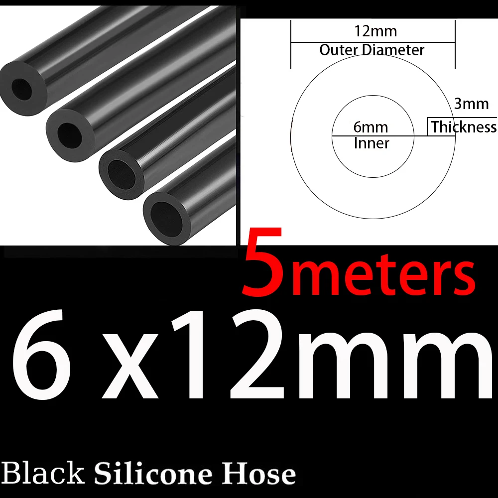 Universal Racing Silicone Vacuum Hose - 6x12mm, Multi-Color, Various Length Options
