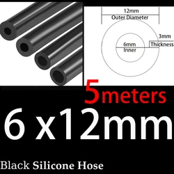 Universal Racing Silicone Vacuum Hose - 6x12mm, Multi - Color, Various Length Options (6x12mm Black 5m)
