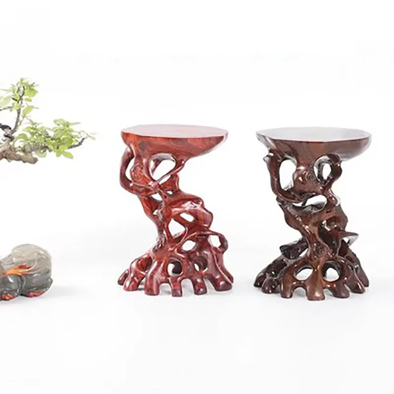 Whole Wood Single High Base Decoration, Jade, Purple Sand, Tea Pot, Buddha Statue, Solid Wood Carving, Wooden Pallet