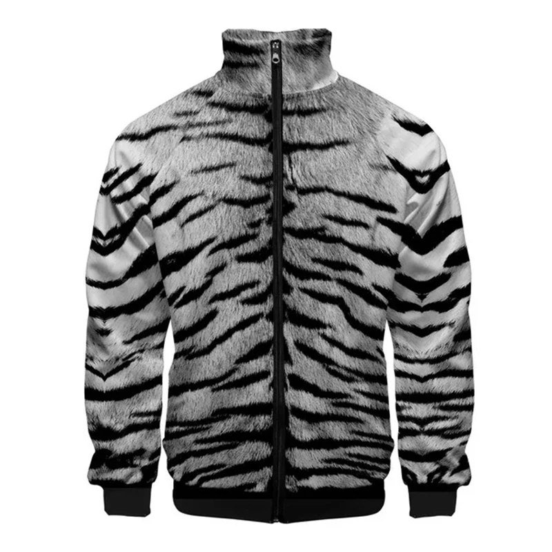 thumbnail image 1 of Chaquetas con estampado de tigre en 3D para hombre, chaqueta informal de manga larga a la moda, ropa de calle transpirable, abrigos holgados y cómodos con cremallera, 1 of 4