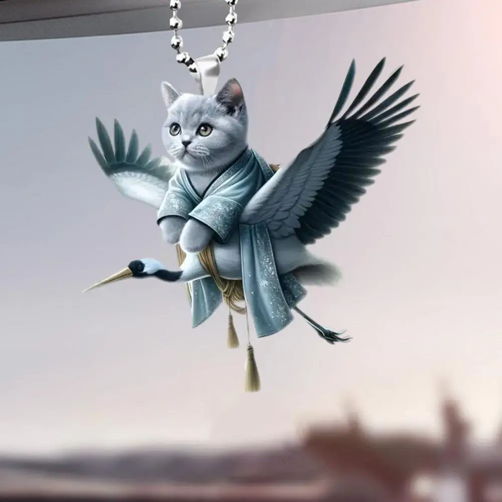 끈으로 크리스마스 아크릴 고양이 자동차 펜던트 귀여운 고양이 장식 배낭 키 체인 자동차 거울에 대한 장식 매달려