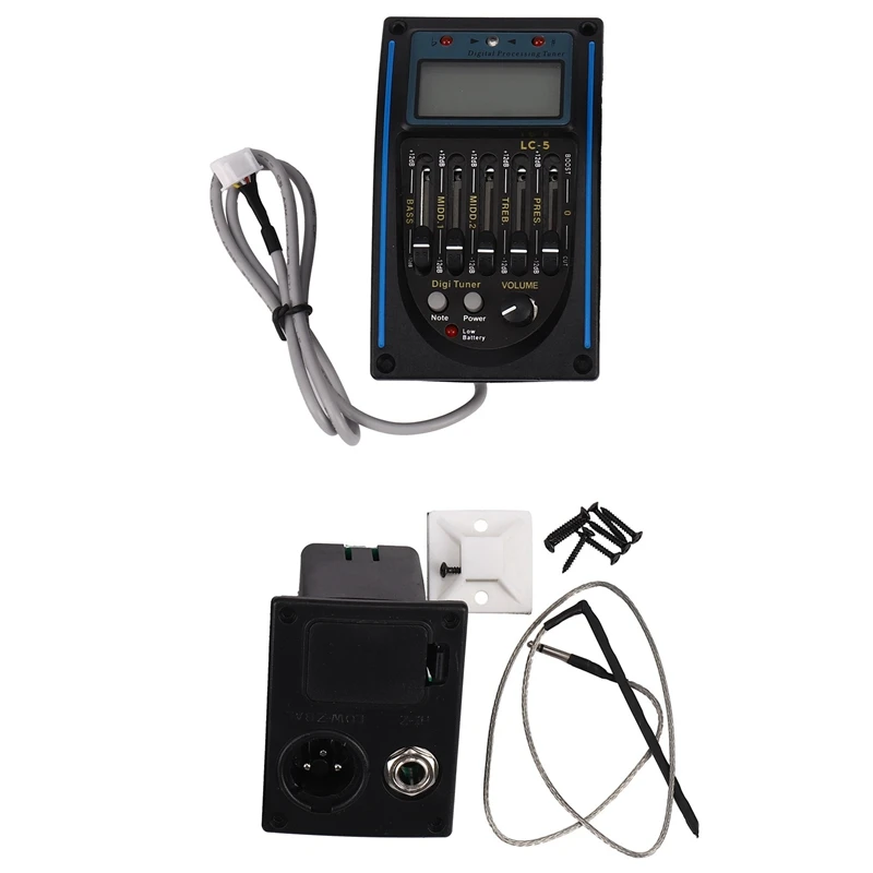 

4X 5 Band EQ Equalizer Pickup, Acoustic Guitar Preamplifier Tuner With LCD Tuner And Volume Control LC-5