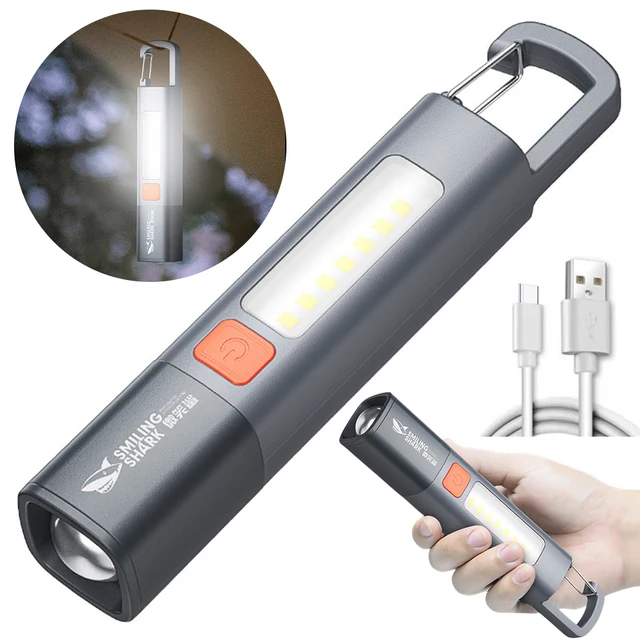 LED Camping Flashlight Portable Handheld Light Type C USB Rechargeable Mini Lightweight Torch 3 Light Modes for Outdoor Camping