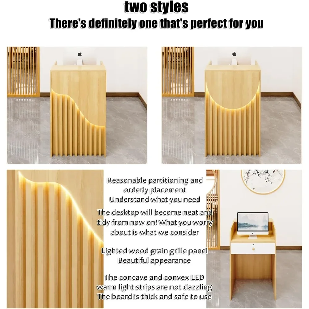 Reception Room Tables,Retail Counter Reception Desk with Drawer Storage,Reception Counter for Clothing Salon Shop Hotel 3