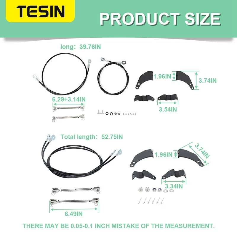 TESIN 자동차 엔진 후드 장애물 제거 로프 림 라이저 보호대 키트, 스즈키 짐니 2007-2011/2012-2017 용 외부 액세서리