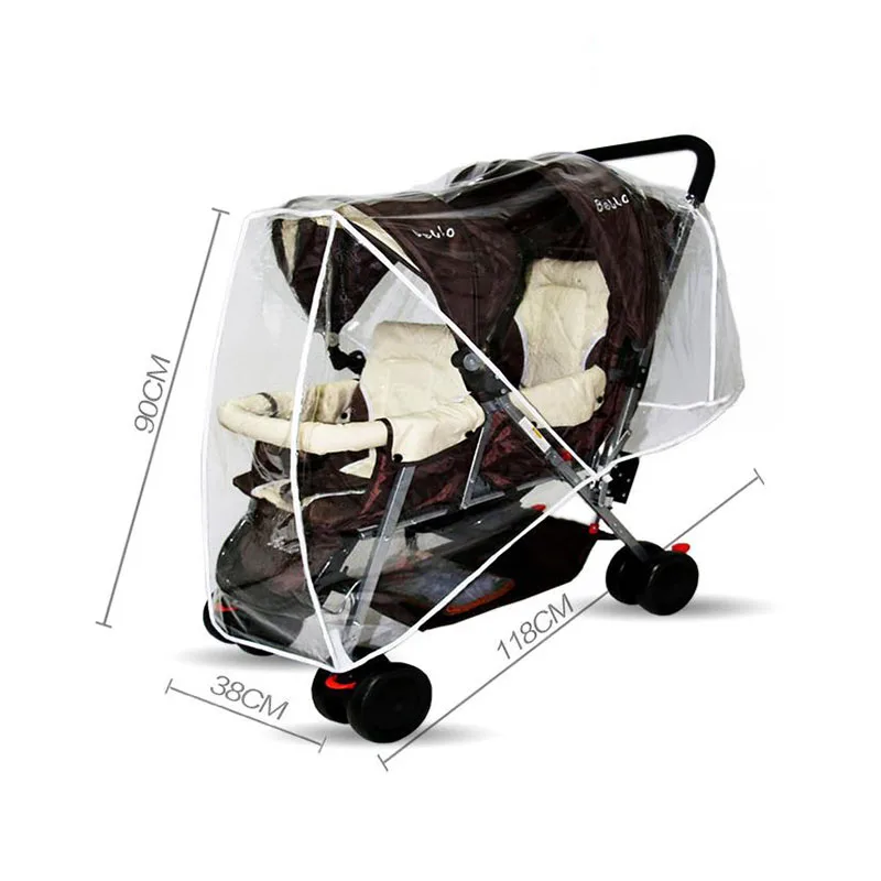 Infant Stroller Raincoat for Twins Baby Pushchairs Rain Cover Clear Stroller Raincoat Wind Dust Shield Stroller Accessories Stroller Rain Cover