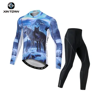 XINTOWN New Snow Wolf Style Summer Long Sleeve Cycling Suit, Men's Bike Racing Clothing Set 1