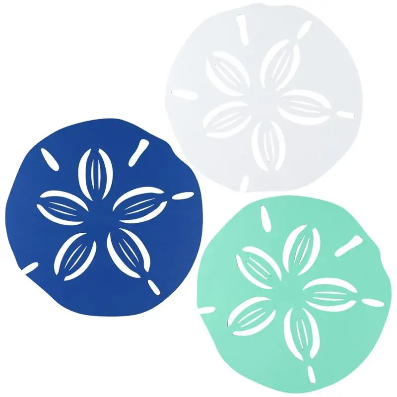 3Pcs Beach Coastal Wall Art Sand Dollar Wall Decor Legno Outdoor Ocean Sand Dollars Legno Sand Art Teal Seacoam White Wall Decor