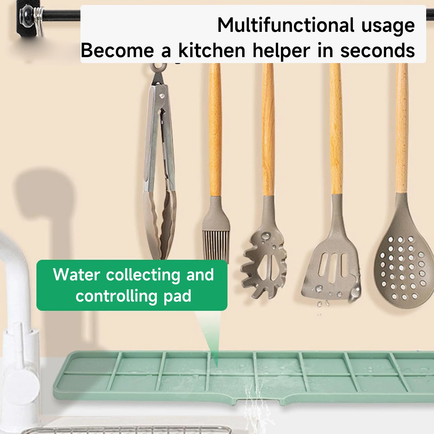 Kitchen faucet splash pad silicone sink faucet splash guard mat sponge drain pad countertop protector for bath kitchen gadgets kitchen splash guard kitchen sink pad kitchen faucet pad