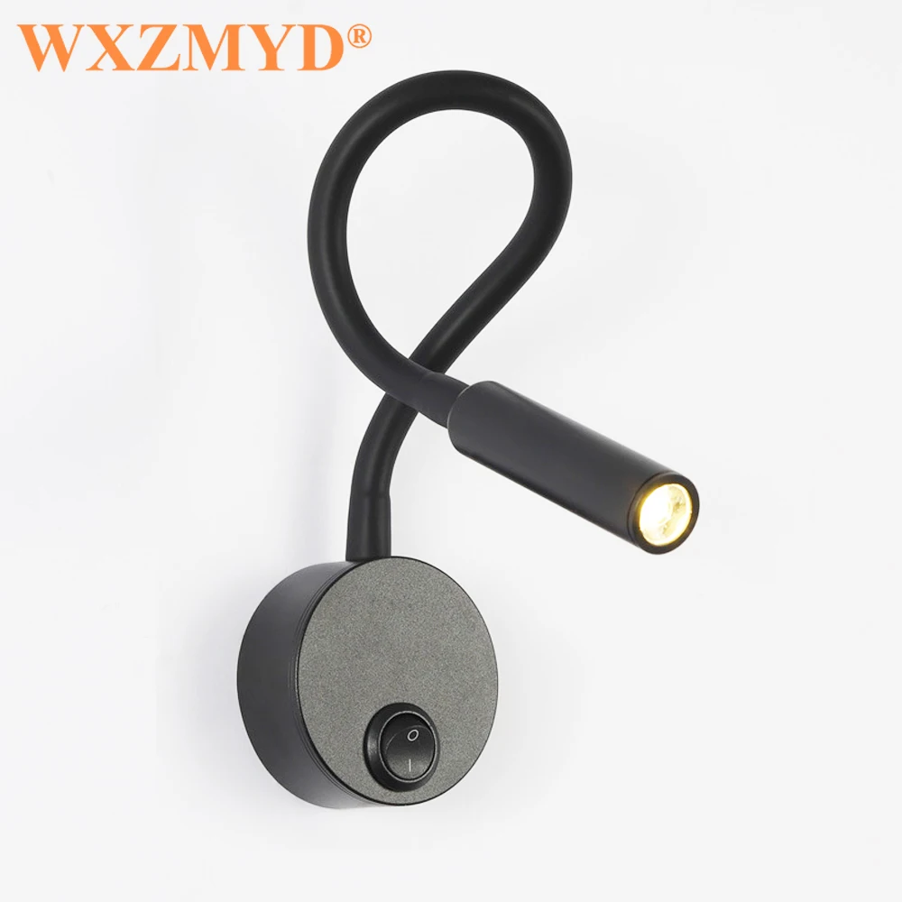 

Wall Lamp 3W Bedside Working Study Reading Book Lamps sconces 3W LED Lamp wall Night ON/OFF Switch fixtures LED Bulb AC90-265V