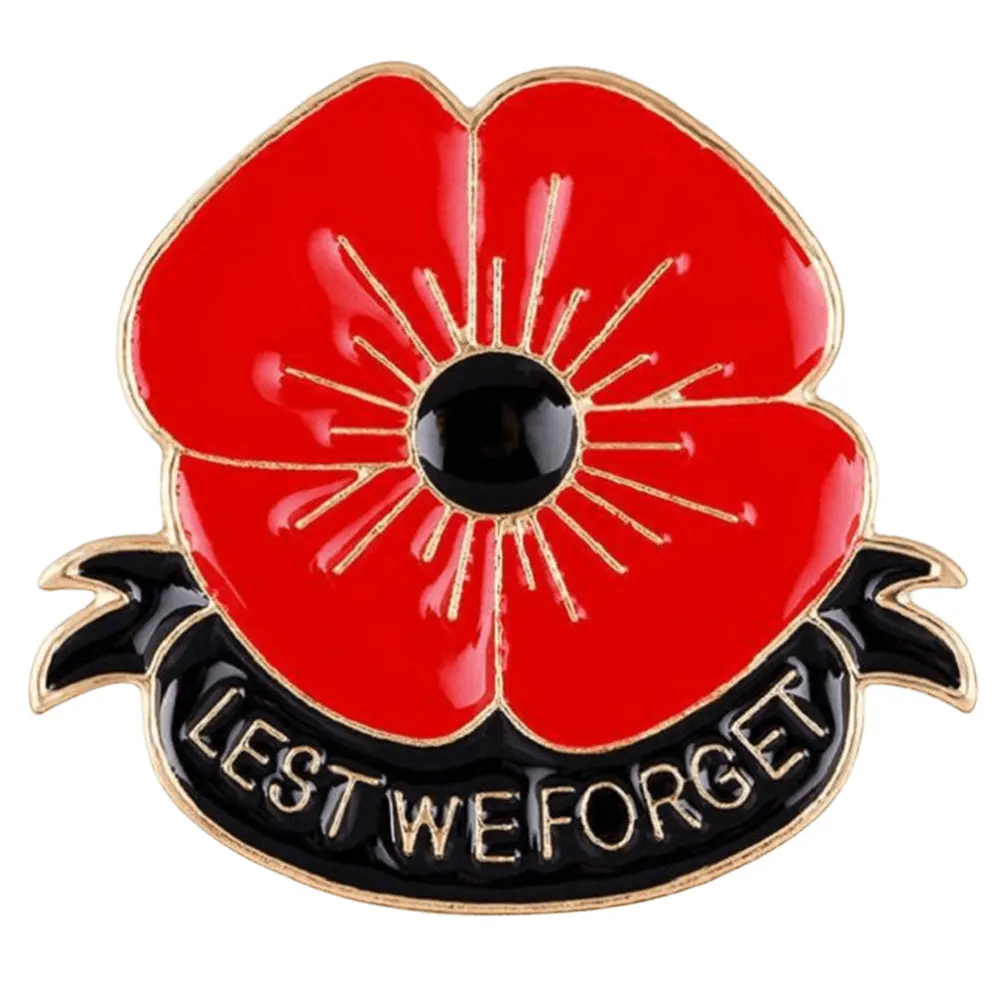 Poppy Souvenir Pin Metal Poppy Flower Pins Lest We Forget Dripping Oil Pin Jewelry Gift for Friends