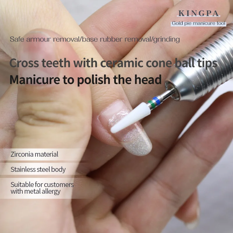 

JP Custom Crystal Large Barrel Cone Bit Ceramic Conical Ball Head Cross Tooth Nail Polishing Zirconia Large Barrel Nail Drill