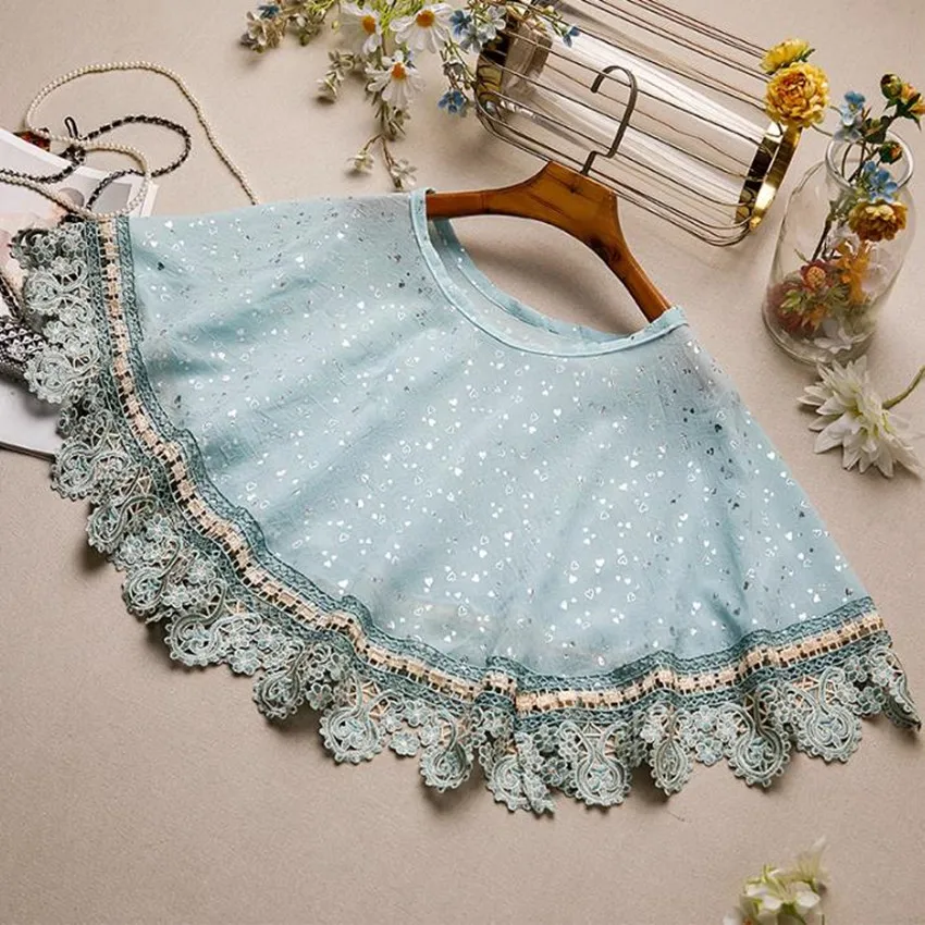 Spring Autumn Lace Shawl Women Fashion Sunscreen Loose Cloak Cape With Cheongsam