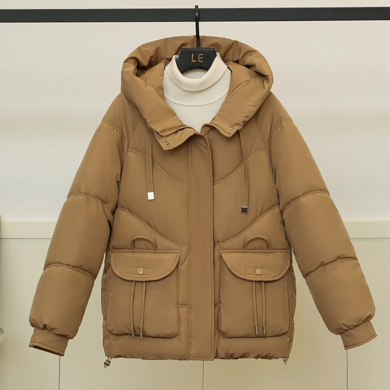 

Women Winter Cotton Padded Jacket 2023 New Winter Cotton Coat Women Warm Thick Parkas Loose Hooded Winter Jacket Women Outwear