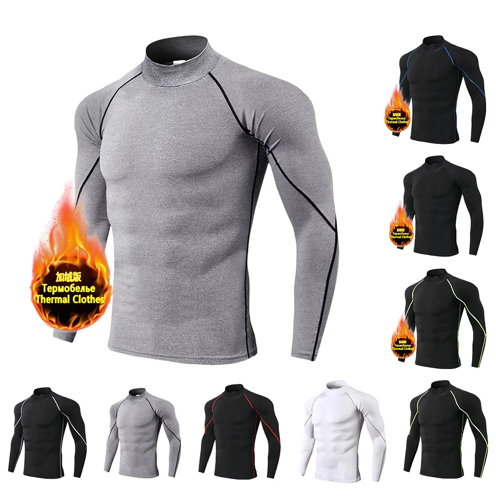 Winter Man Compression Shirt Cycling Clothing Warmth Bottoming Men Compression T-Shirt Gym Sportswear compression shirt