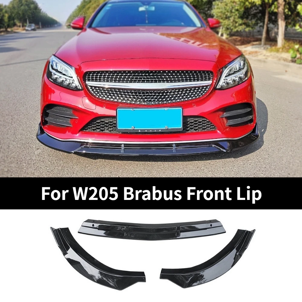 메르세데스 벤츠 C 클래스 W205 프론트 범퍼 립 스포일러 리어 트렁크 윙 2015-2021 글로스 블랙 AMG 스타일 바디 키트 스플리터 3종